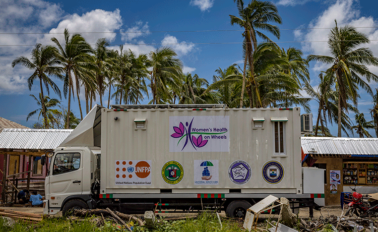 UNFPA Women's Health on Wheels truck in Saint Bernard town