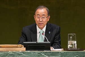 Le Secrétaire général Ban Ki-moon en la Sede de las Naciones Unidas en Nueva York