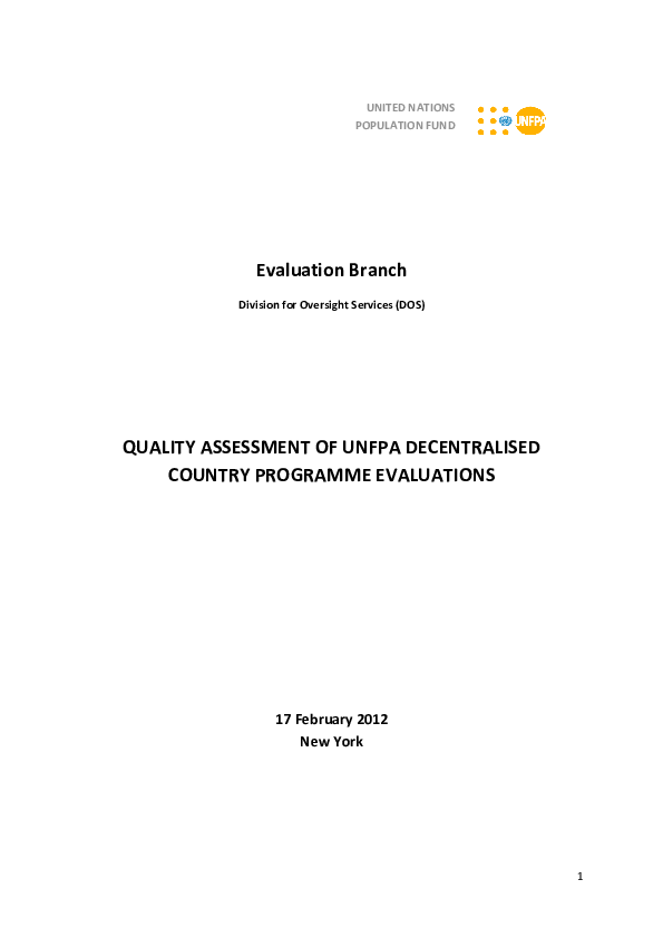2012 Evaluation Quality Assessment