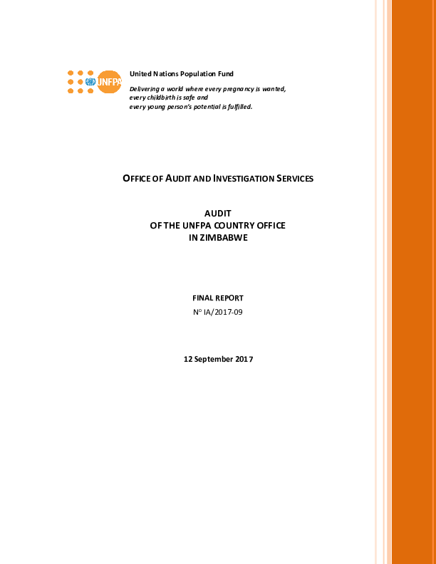 Audit of the UNFPA Country Office in Zimbabwe
