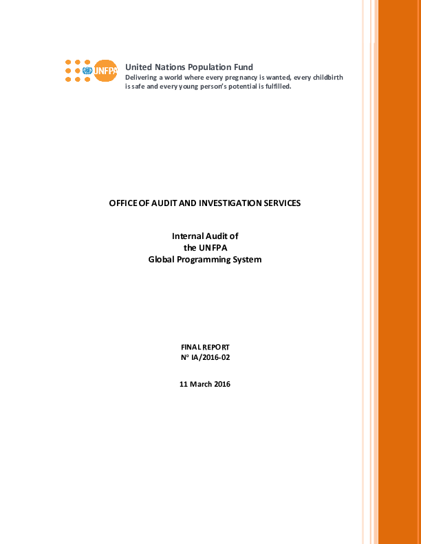Internal Audit of the UNFPA Global Programming System
