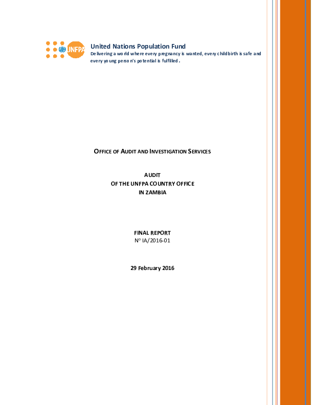 Audit of the UNFPA Country Office in Zambia