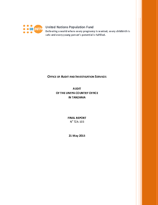 Audit of the UNFPA Country Office in Tanzania
