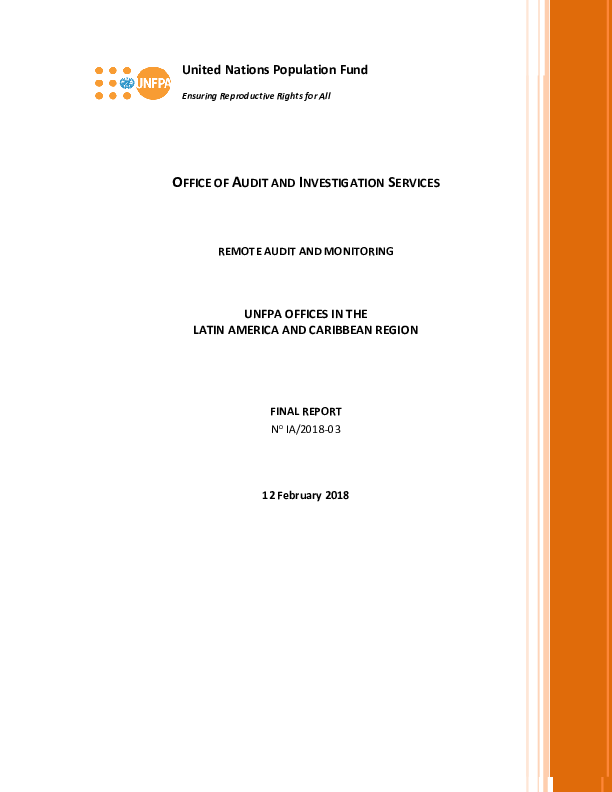 Remote Audit and Monitoring of UNFPA Offices in Latin America and the Caribbean Region