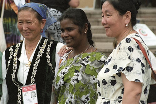 Scene at the Non-Governmental Organizations Forum held in Huairou, China as part of the United Nations Fourth World Conference on Women held in Beijing