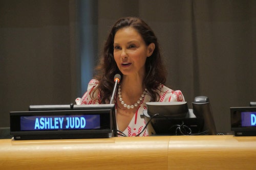 UNFPA Goodwill Ambassador Ashley Judd emphasized the importance of young people in changing behaviors and norms. © UNFPA/Jeffrey Bates
