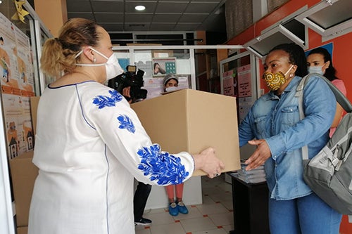 SALAMA kits containing supplies and information are delivered to a women's shelter. 