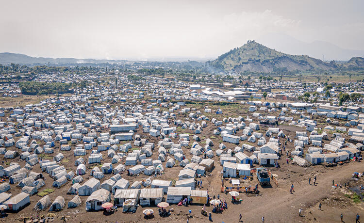 An IDP camp that is a temporary home to tens of thousands of people.
