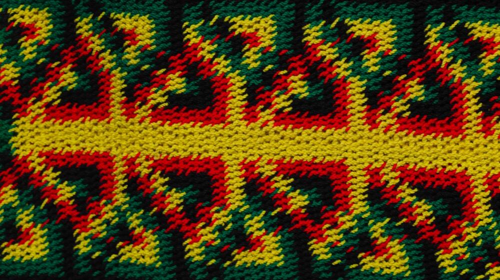 A diamond pattern in green and yellow.