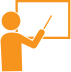 stick person pointing to blackboard icon