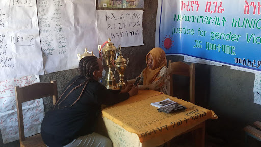 Makeya Wudie, a fifth-grade student from Ethiopia talks with the radio show Yalaleke Guzo