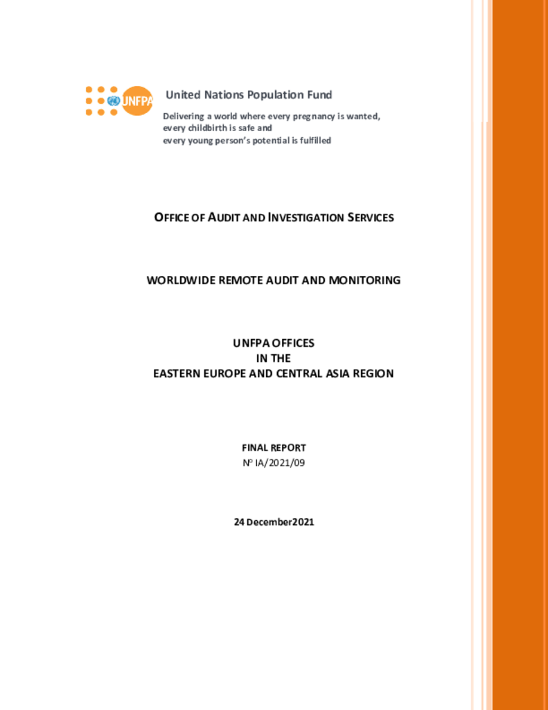 WorldWide Remote Audit and Monitoring of UNFPA Offices in the Eastern Europe & Central Asia Region