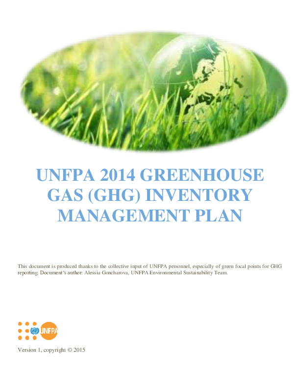 UNFPA 2014 Greenhouse Gas (GHG) Inventory Management Plan 