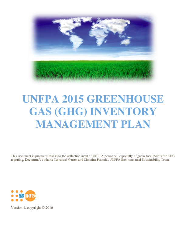 UNFPA 2015 Greenhouse Gas (GHG) Inventory Management Plan 