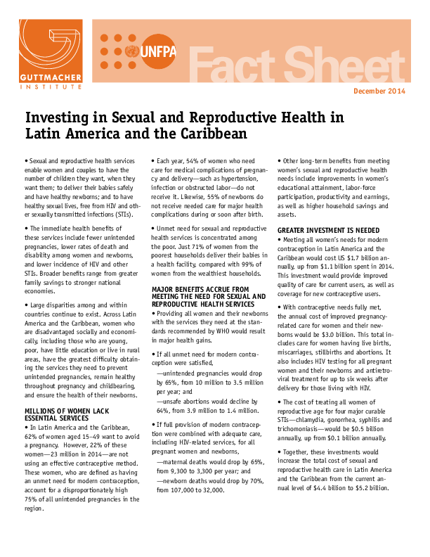 Adding It Up 2014: Latin America and Caribbean Fact Sheet