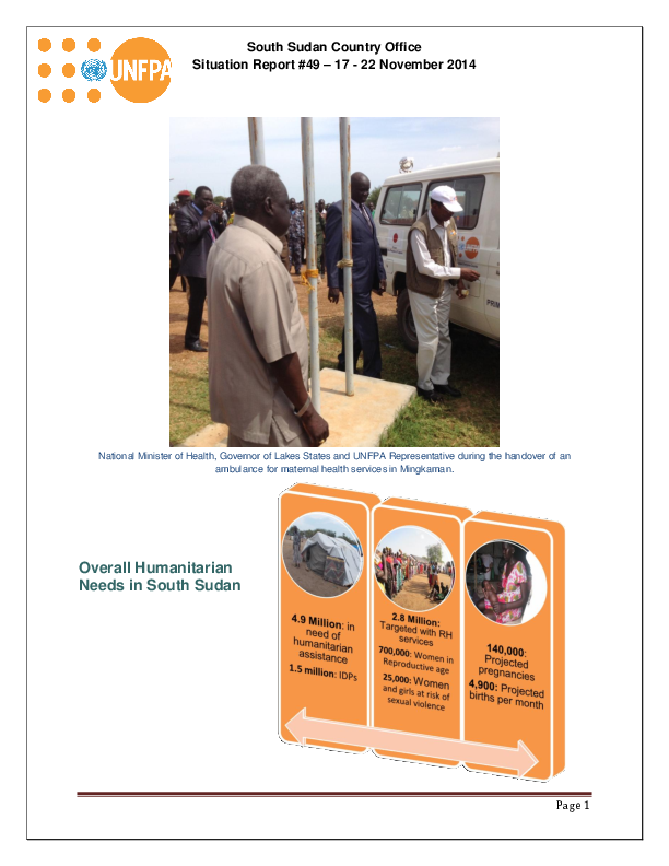 South Sudan Country Office Situation Report #49 – 17 - 22 November 2014