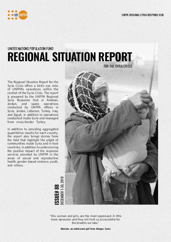 Regional Situation Report for Syria Crisis #88 December 2019