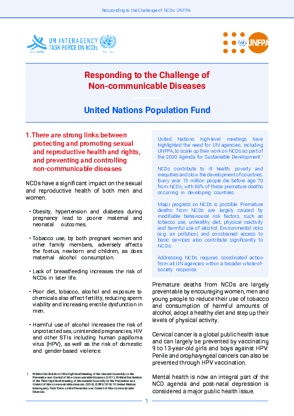 Responding to the Challenge of Non-communicable Diseases