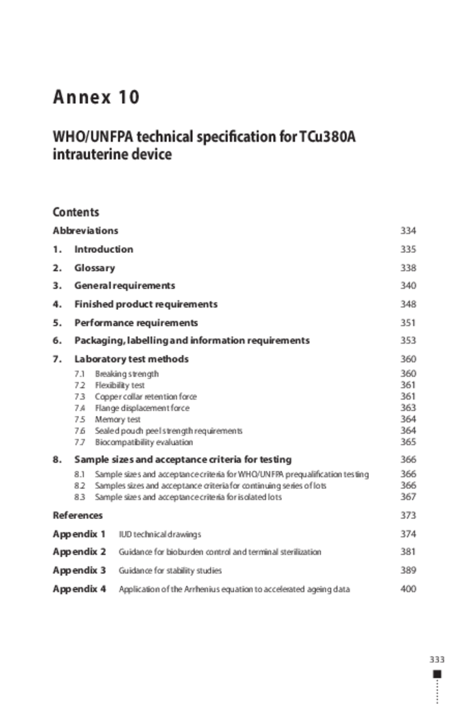 TRS 1044 - Annex 10: WHO/UNFPA technical specification for TCu380A intrauterine…