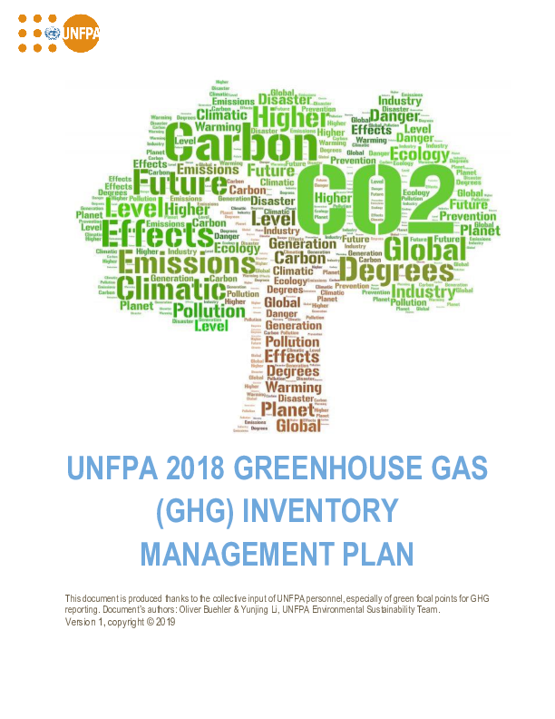UNFPA 2018 Greenhouse Gas (GHG) Inventory Management Plan