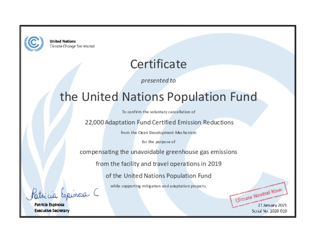Climate Neutral Certificate 2019