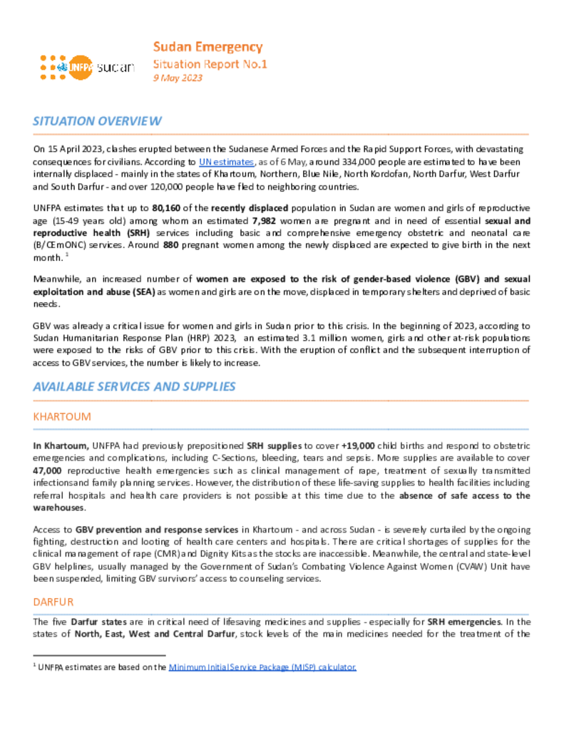 Sudan Emergency Situation Report #1: 9 May 2023
