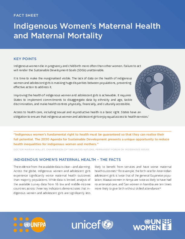 Indigenous Women’s Maternal Health and Maternal Mortality