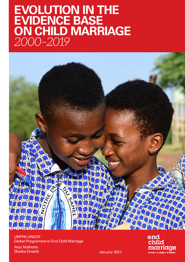 Évolution dans les données sur le mariage d’enfants, 2000 – 2019