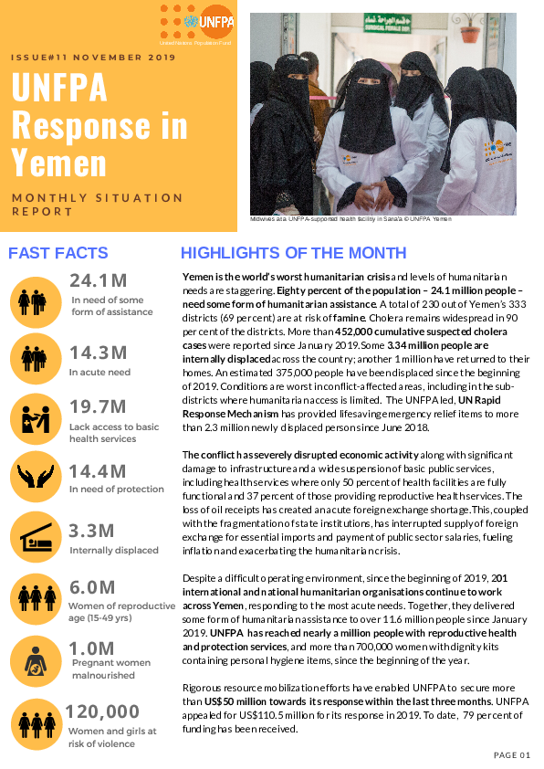 UNFPA Response in Yemen Monthly Situation Report #11 – November 2019