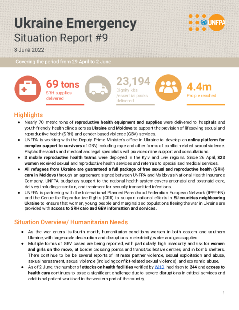 Ukraine Emergency Situation Report #9 - 3 June 2022