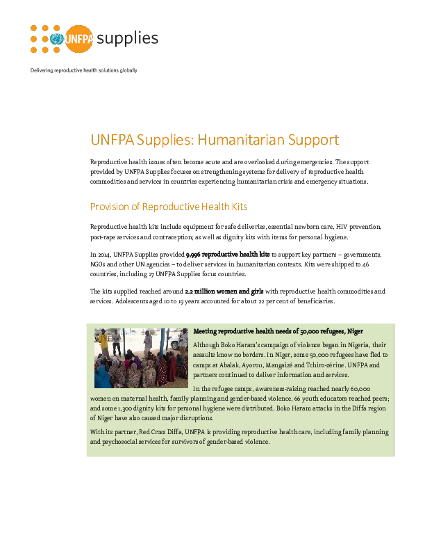 UNFPA Supplies Humanitarian Support