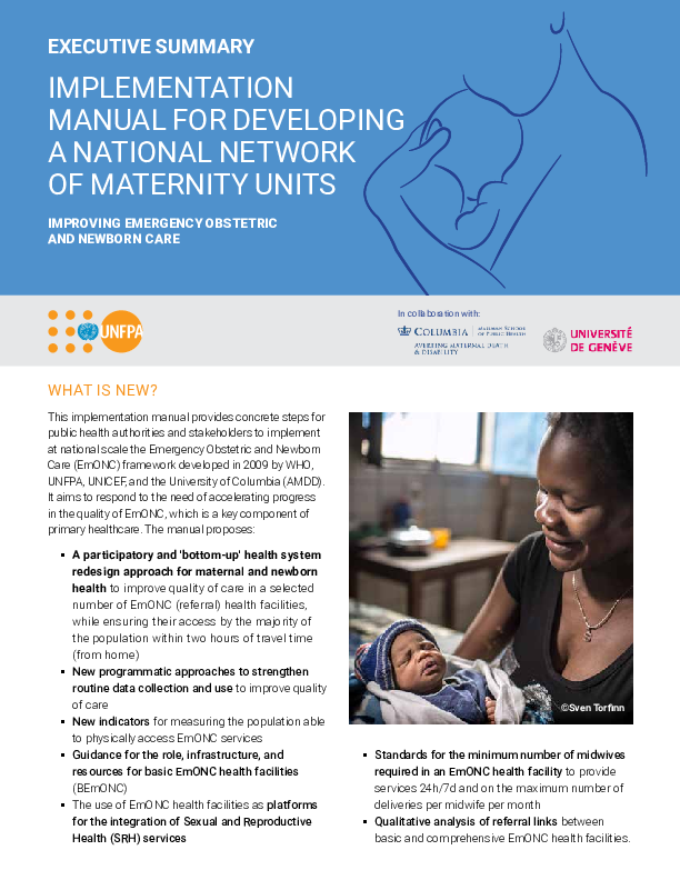 Executive Summary: Implementation Manual for developing a national network of maternity units
