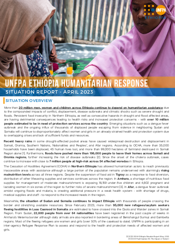UNFPA Ethiopia Humanitarian Response: Situation Report - April 2023