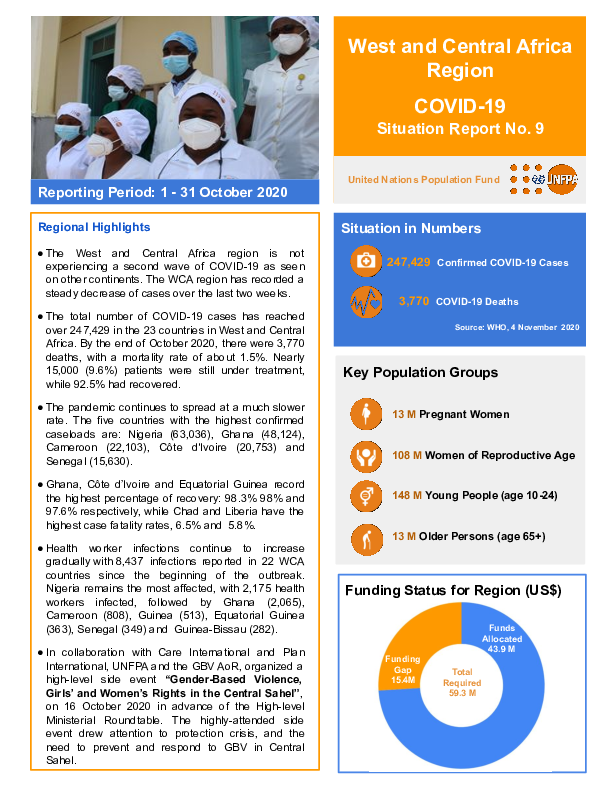 COVID-19 Situation Report No. 9 for UNFPA West and Central Africa