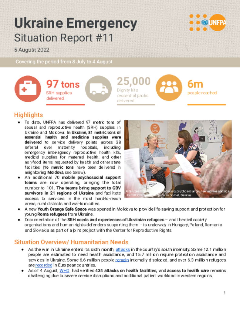 Ukraine Emergency Situation Report #11 – 5 August 2022