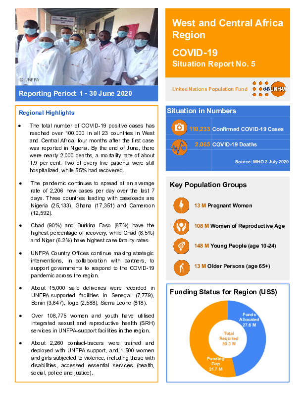 COVID-19 Situation Report No. 5 for UNFPA West and Central Africa