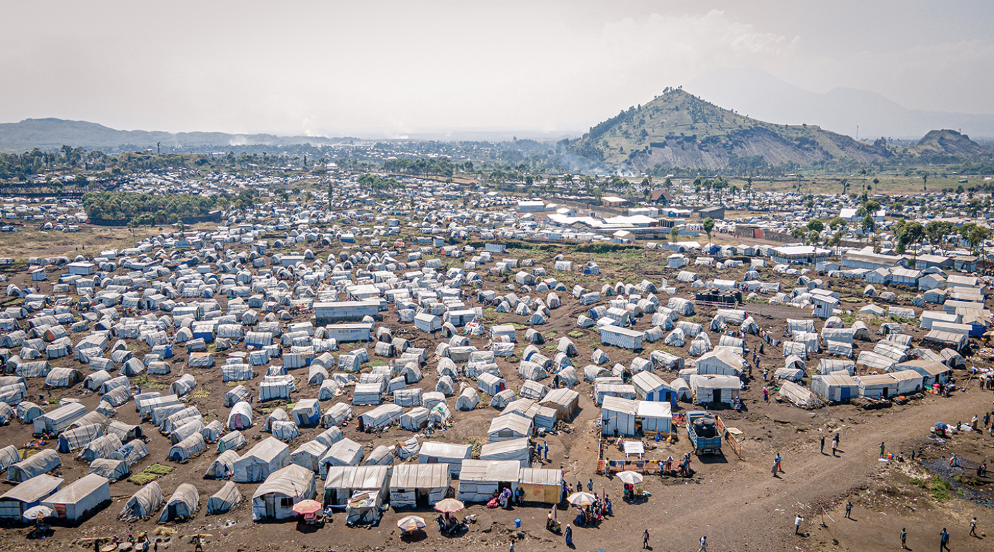 The Bulengo camp, on the outskirts of Goma, North Kivu, is home to more than 120,000 people.