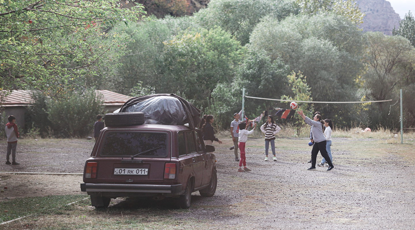 Families drive to a safe space in Armenia’s mountainous Vayots Dzor region.