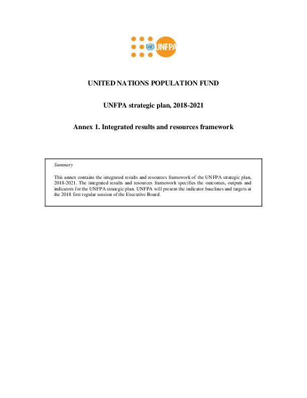 Supporting Documents for the UNFPA Strategic Plan 2018-2021 