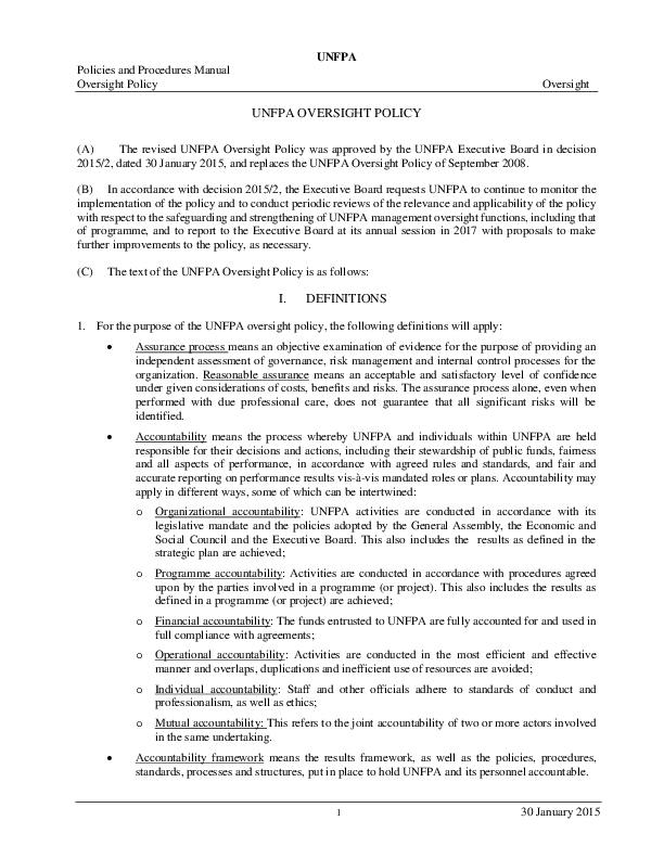 UNFPA Oversight Policy