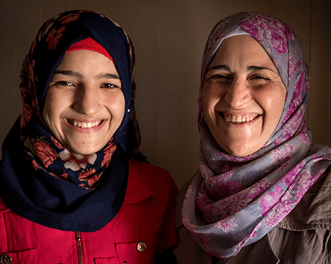 A young refugee woman and her mother.