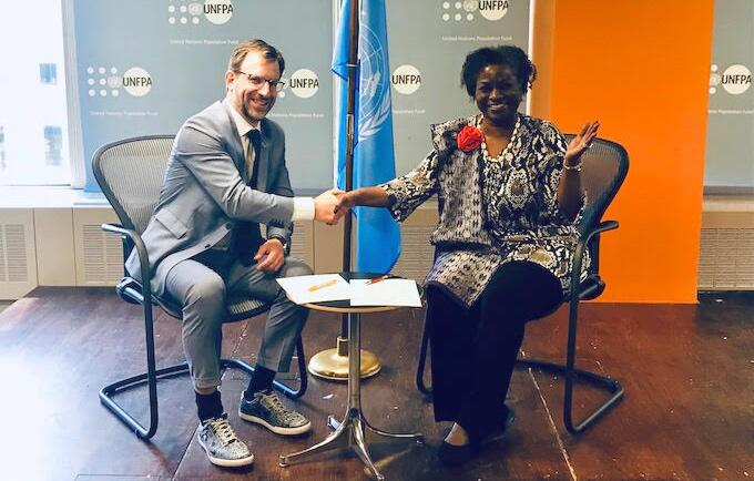 M. Manuel Tonnar, Directeur à la Direction de la coopération pour le développement au Luxembourg, a rencontré Dr Natalia Kanem, Directrice générale de l’UNFPA, à New York. © UNFPA