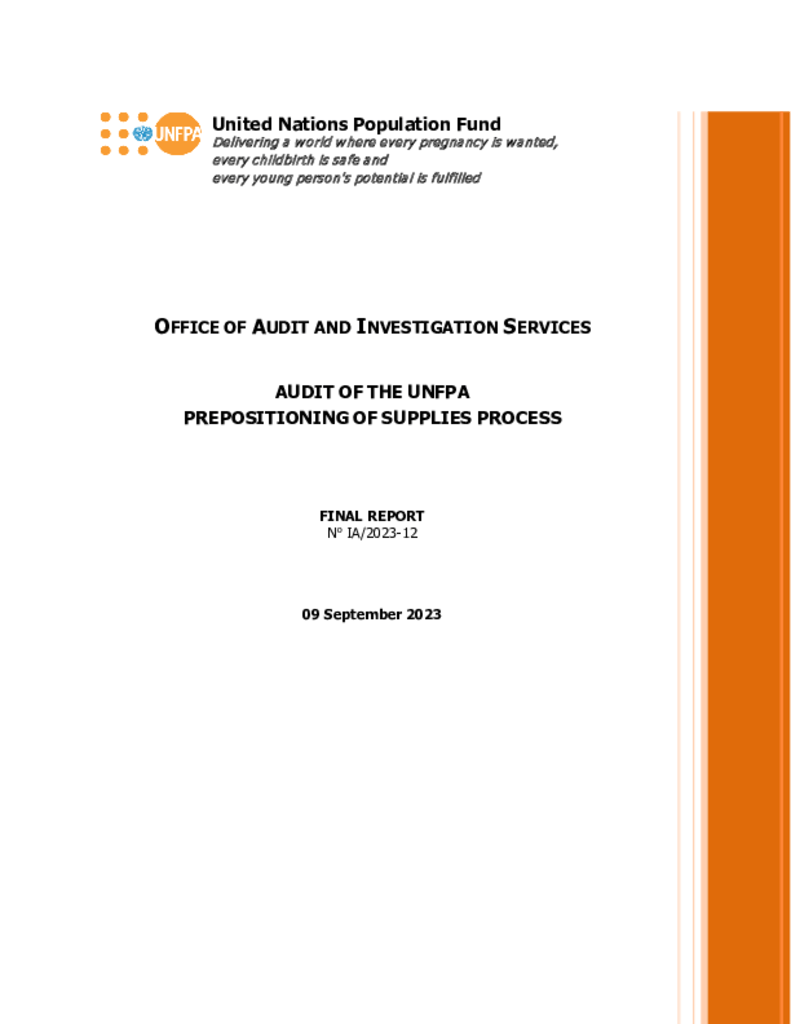 Audit of the UNFPA Prepositioning of Supplies Process