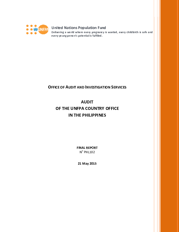 Audit of the UNFPA Country Office in the Philippines