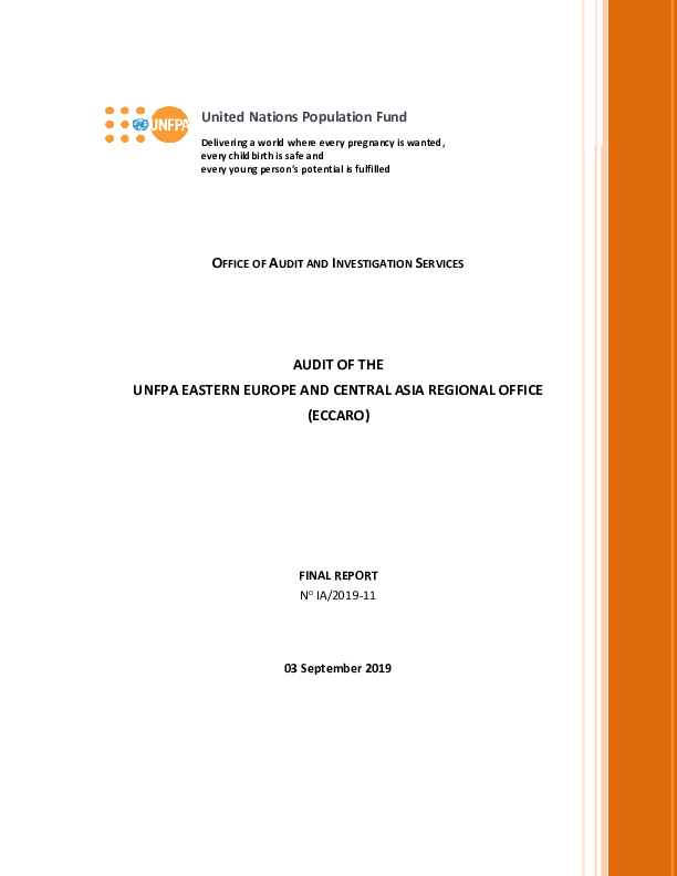 Audit of the UNFPA Eastern Europe and Central Asia Regional Office (ECCARO)
