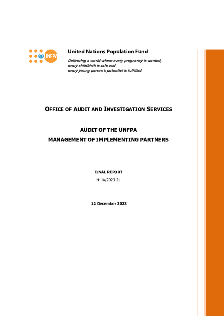 Audit of the UNFPA Management of Implementing Partners