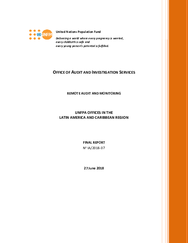 Remote Audit and Monitoring of UNFPA Offices in Latin America and the Caribbean Region