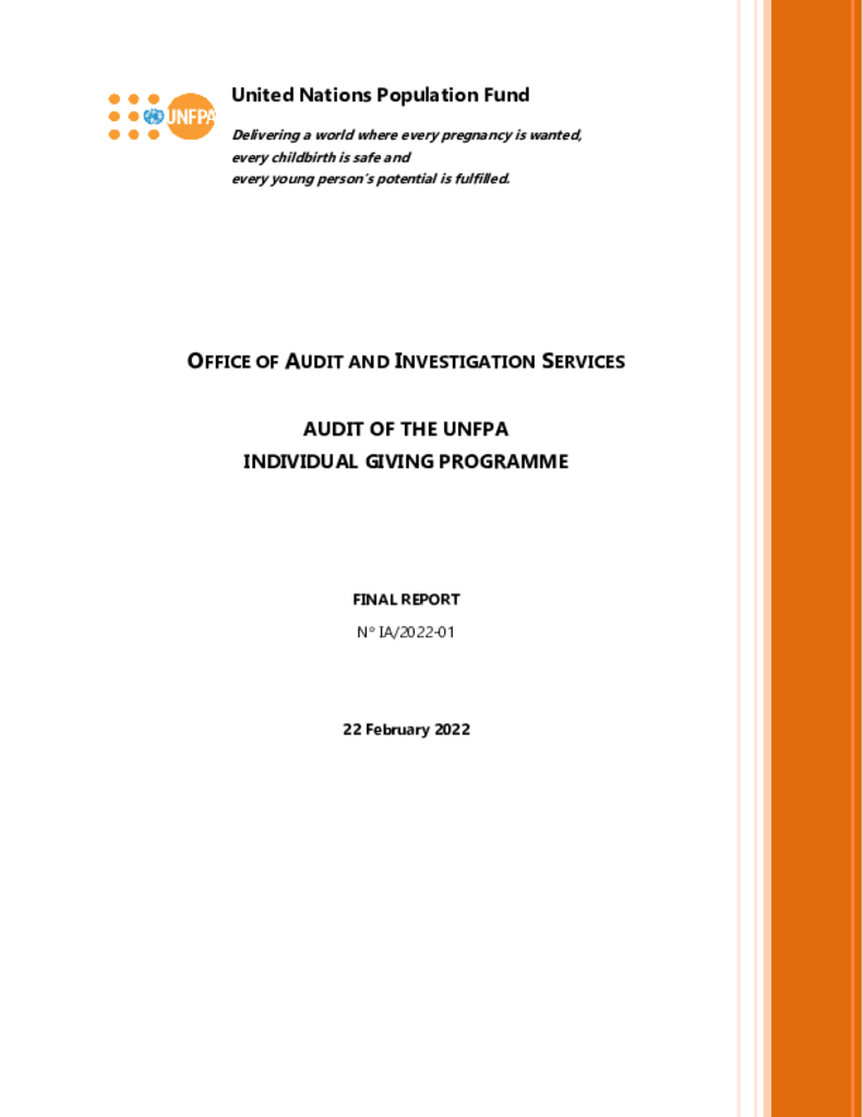Audit of the UNFPA Individual Giving Programme