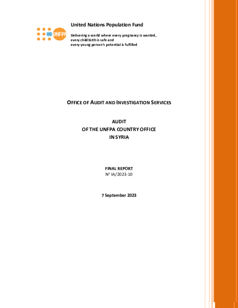 Audit of the UNFPA Country Office in Syria