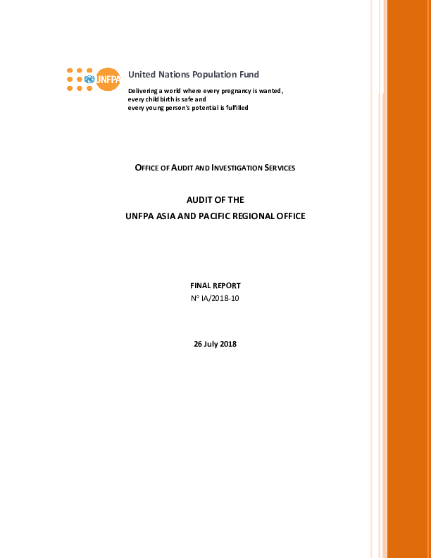 Audit of the UNFPA Asia and the Pacific Regional Office